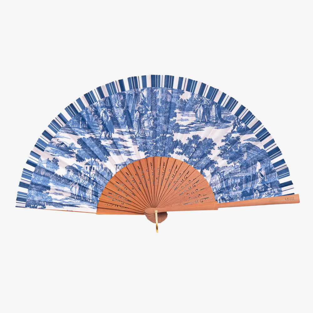 ABANICO 27CM VERSALLES AZUL